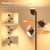 2025 New LED Tree Floor Lamp, 36W Dimmable 2500 LM Modern Standing Lamp with Remote & Touch Control, 4 Color Temperatures, 3 Rotatable LED Light Floor Lamps for Living Room Bedroom Office-Matte Black