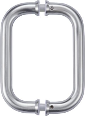 Ranbo C-Shaped 6" Back-to-Back Frameless Glass Shower Door Push Pull Handle, Fits 8-12mm(5/16"-1/2") Glass Doors,6" Mounting Hole Distance,304 Stainless Steel,Brushed,for Bathroom, Sauna, Spa