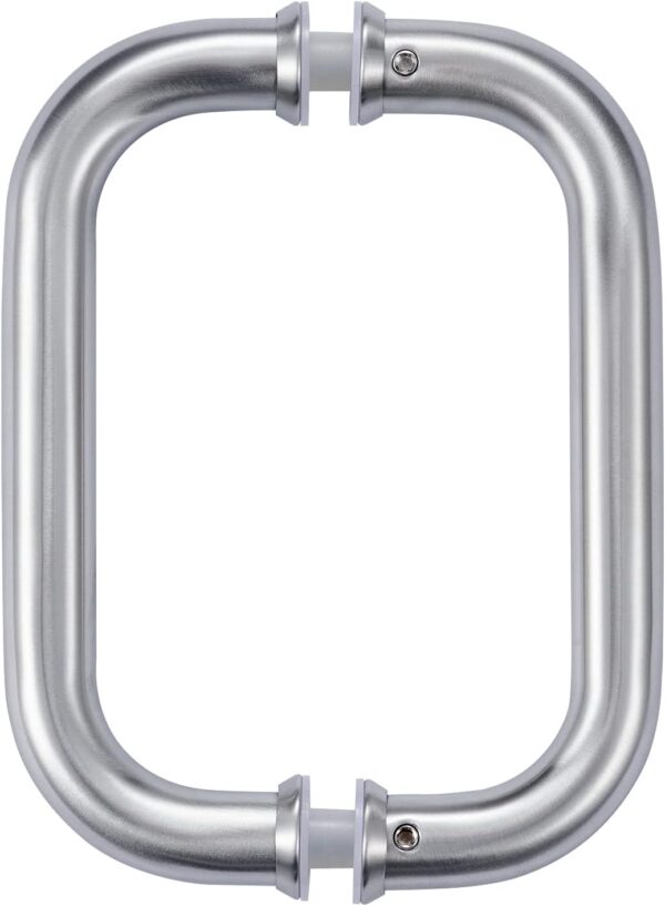 Ranbo C-Shaped 6" Back-to-Back Frameless Glass Shower Door Push Pull Handle, Fits 8-12mm(5/16"-1/2") Glass Doors,6" Mounting Hole Distance,304 Stainless Steel,Brushed,for Bathroom, Sauna, Spa