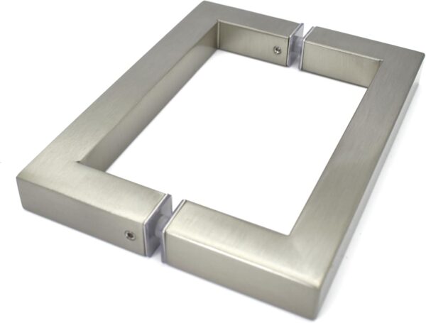 Shower Door Handle 6 inch Center-to-Center Square in Brushed Nickel Back to Back, for Frameless Glass Shower Door, Easy to Install, Stainless Steel, Modern Bathroom Hardware