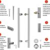 Door Pull Handles 24inch Pull Solid Standoffs Heavy-Duty Commercial Grade-304 Stainless Steel Modern Commercial Interior Exterior Door Pull Push Two Side Glass Barn Door Handle Brushed Finish