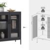 SONGMICS Metal Storage Cabinet with Mesh Doors, Steel Display Cabinets with Adjustable Shelves for Bathroom Home Office, Black UOMC002B01
