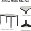Dining Table Set,5-Piece Dining Set with a Faux Marble Tabletop Table & Four Upholstered Dining Chairs,Wooden Table & Chairs Set for 4 for Kitchen and Dining Room,Dark Espresso&Gray