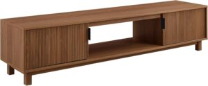 Walker Edison Walton Modern Fluted-Door Low Stand for TVs up to 80 Inches, 70 x 15.75 x 16 inches, Mocha