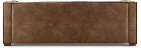 CHERS 83.3" Mid Century Modern Sofa, Luxury French Mixed Fabric Couch with Tight Back, Square Armrest Lounge Sofas for Living Room, Apartment, Bedroom, Office, Chestnut