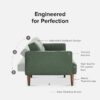 mopio Aaron Couch, Small Futon Sofa Bed, Sleeper, Loveseat, Mid Century Modern Futon Couch, Sofa Cama, Couches for Living Room, Bedroom (Sage Green, Faux Leather)