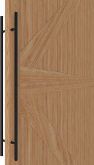 48 inch Round Stainless Steel Door Pull Push Handle Double Sided, French Sliding Barn Door Handle, H Shape Commercial Door Pull Handles, Black