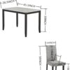 Dining Table Set,5-Piece Dining Set with a Faux Marble Tabletop Table & Four Upholstered Dining Chairs,Wooden Table & Chairs Set for 4 for Kitchen and Dining Room,Dark Espresso&Gray