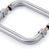 Ranbo C-Shaped 6" Back-to-Back Frameless Glass Shower Door Push Pull Handle, Fits 8-12mm(5/16"-1/2") Glass Doors,6" Mounting Hole Distance,304 Stainless Steel,Brushed,for Bathroom, Sauna, Spa