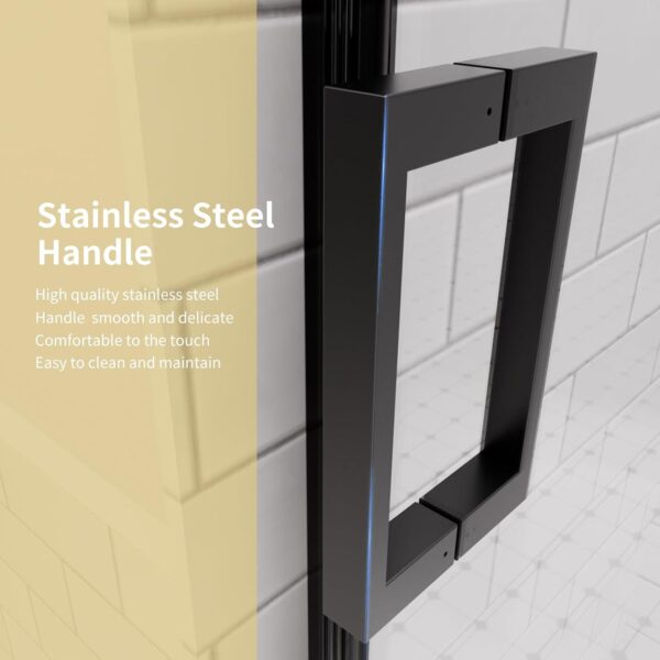 46-48" W x 74" H Frameless Shower Door, Singel Sliding Shower Door with 5/16" (8mm) Clear SGCC Tempered Glass, Matte Black Finish Shower Doors, Reversible Installation