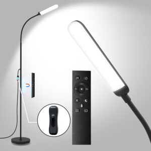 LED Floor Lamp, 18W 1800lm Super Bright Dimmable Floor Lamps for Living Room Bedroom with Timer, Stepless Adjustable 2700K-6500K Colors & Brightness Standing Lamp with Remote & ON/Off Switch