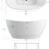 FerdY Naha 59" Acrylic Freestanding Bathtub, Curve Edge Freestanding Soaking Bathtub, Glossy White, cUPC Certified, Toe-Tap Chrome Drain & Overflow Assembly Included, 02588