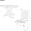 5 Piece Extendable Dining Table Set, Farmhouse Kitchen Table Set with 4 Upholstered Chairs, Solid Wood Table and Chairs Set for Kitchen, Dining Room, White