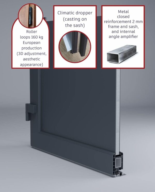Front Exterior Prehung Fiberglass Door Frosted Glass/Manux 8002 Matte Black/Office Commerciall Doors -W30 x H80-Right-hand Inswing