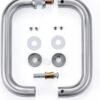 Ranbo C-Shaped 6" Back-to-Back Frameless Glass Shower Door Push Pull Handle, Fits 8-12mm(5/16"-1/2") Glass Doors,6" Mounting Hole Distance,304 Stainless Steel,Brushed,for Bathroom, Sauna, Spa