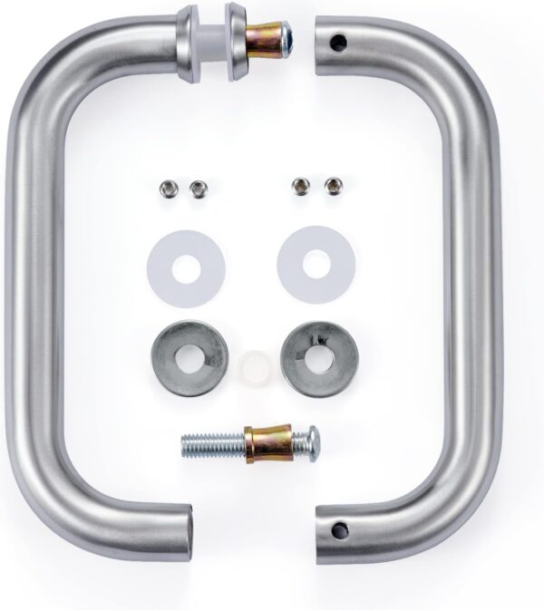 Ranbo C-Shaped 6" Back-to-Back Frameless Glass Shower Door Push Pull Handle, Fits 8-12mm(5/16"-1/2") Glass Doors,6" Mounting Hole Distance,304 Stainless Steel,Brushed,for Bathroom, Sauna, Spa