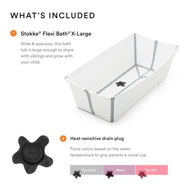 61W2AFehuL._SL1500_.jpg Stokke Flexi Bath X-Large, White - 31.5 x 15.7 x 9.4 in - Best for Infants & Toddlers - Lightweight, Foldable & Easy to Store - Convenient to Use at Home or Traveling