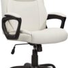 AmazonBasics Classic Puresoft PU-Padded Mid-Back Office Computer Desk Chair with Armrest - Cream