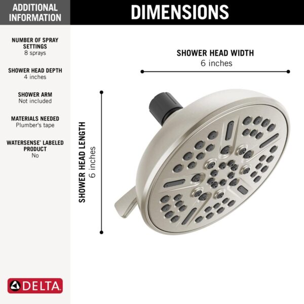 DELTA 75898SN Universal Components Shower Head, Satin Nickel