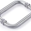Ranbo C-Shaped 6" Back-to-Back Frameless Glass Shower Door Push Pull Handle, Fits 8-12mm(5/16"-1/2") Glass Doors,6" Mounting Hole Distance,304 Stainless Steel,Brushed,for Bathroom, Sauna, Spa