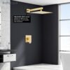 Airuida Shower Faucet Set Shower Trim Kit with Female Thread Rough-in Valve Single Function Shower Head and Handle set Rainfall Shower System with Long Shower Arm 10 Inch Shower Head Brushed Gold