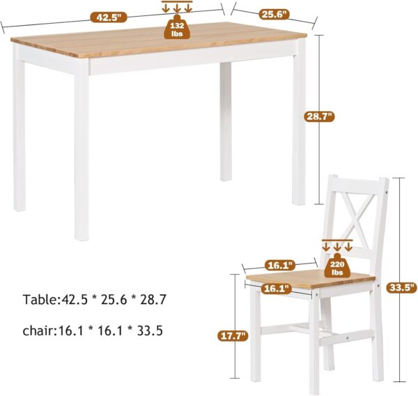 SogesPower Dining Table Set for 4, 5-Piece Wood Kitchen Dining Table Set with 4 Chairs for Kitchen Dining Room Restaurant Small Space, White&Oak