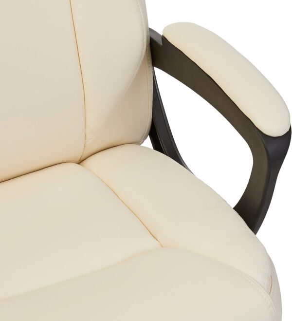 AmazonBasics Classic Puresoft PU-Padded Mid-Back Office Computer Desk Chair with Armrest - Cream