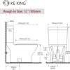 KE KING Lavan® 1000 MaP Score Powerful Flush Comfort Height Floor Mounted Two-Piece Toilet, 12'' Rough-in