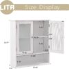 LITA Bathroom Wall Cabinet with Glass Doors, Medicine Cabinet with Adjustable Shelves, Space Saver Over Toilet Storage Cabinet for Bathroom, Living Room, Kitchen, White