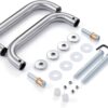 Ranbo C-Shaped 6" Back-to-Back Frameless Glass Shower Door Push Pull Handle, Fits 8-12mm(5/16"-1/2") Glass Doors,6" Mounting Hole Distance,304 Stainless Steel,Brushed,for Bathroom, Sauna, Spa