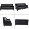 chairus Mid-Century Modern 74.5" Faux Leather Sofa, 3 Seater Tufted Upholstered Couch with High Back & Nailhead Trim, Chesterfield Sofa for Living Room Bedroom Apartment Office, Black PU