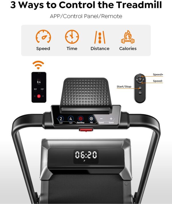 Walking Pad Treadmill with Incline, 2 in 1 Foldable Treadmills for Home Small Office, 300lbs Portable Compact Under Desk Treadmill with App, Remote Control and LED Display
