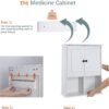 HAIOOU Bathroom Wall Cabinet with Motion Sensor LED Light, Wooden Medicine Cabinet Wall Mounted Cupboard, Over Toilet Storage Cabinet with Buffering Hinges and Adjustable Shelf - Modern White