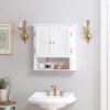UTEX Bathroom Cabinet Wall Mounted, Wood Hanging Cabinet, Wall Cabinets with Doors and Shelves Over The Toilet for Bathroom,White