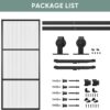 JUBEST Glass Barn Door 42in x 84in, Reeded Glass Carbon Steel Pre-Drilled Frame Sliding Barn Door Panel with 7FT Hardware Kit and Soft Close