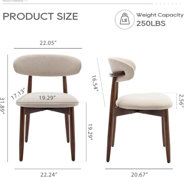 COLAMY Wooden Dining Chairs Set of 6, Modern Fabric Upholstered Dining Room Chair, Farmhouse Kitchen Side Chairs with Foot Pegs, Beige