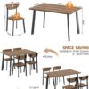 Kitchen Dining Table Set for 4, Modern Rectangular 5 Piece Dining Room Table and Chairs Set, Brown Wooden Metal Table Set for Family Dinner, Party, Afternoon Tea and Work (Curved Moon)