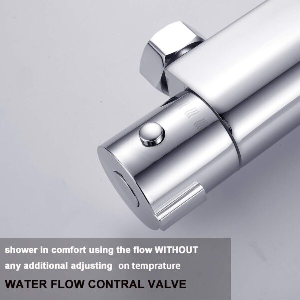 2-Handle Thermostatic Shower Valve Trim Wall mount US STANDARD Plumbing, Exposed Shower Faucet with Constant Temperature water mixer for Bathroom, RV, Clawfoot Tub
