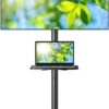 PERLESMITH Mobile TV Stand for 23-60 Inch LCD LED Flat/Curved Panel Screen TVs, Tilt TV Cart Holds up to 88Lbs Portable Stand with Laptop Shelf Rolling Floor Max VESA 400x400mm (PSTVMC06)