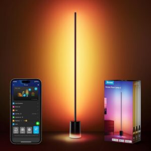 Govee Floor Lamp 2 with Matter, RGBIC Warm Cool White LED Floor Lamp Works with Alexa, 1725lm Corner Floor Lamp with Music Sync, Scene Modes, Smart Floor Lamp for Bedroom, Living Room, Black(1 Pack)