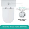 Fine Fixtures Modern One-Piece Toilet, High-Efficiency Dual Flush System, Compact Space-Saver Design, Round Toilet Seat, Standard 10" Rough-In