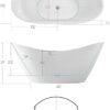 FerdY Boracay 67" Acrylic Freestanding Bathtub, Gracefully Shaped Contemporary Design Bathtub with Brushed Nickel Drain, Integrated Slotted Overflow, Glossy White, cUPC Certified, 02503