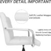 Furmax Mid-Back Office Task Chair Ribbed PU Leather Executive Modern Adjustable Home Desk Retro Comfortable Work Chair 360 Degree Swivel with Arms (White)