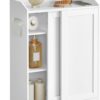 VASAGLE Bathroom Cabinet, Slim Bathroom Storage Cabinet, Toilet Paper Holder and Brush Compartment, Sliding Doors, Adjustable Shelves, Next to Toilet, 7.9 x 23.6 x 31.5 Inches, Cloud White UBBC752W01