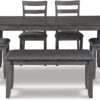 Signature Design by Ashley Bridson Modern 6 Piece Dining Set, Includes Dining Table, 4 Chairs & Bench, Gray
