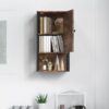Farmhouse Medicine Cabinets, Small Bathroom Cabinet Wall Mount, Brown Bathroom Wall Cabinet, 3-Tier Wall Mounted Storage Cabinet for Small Spaces, Living Room, Laundry