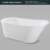 FerdY Langkawi 67" Acrylic Freestanding Bathtub, White Modern Stand Alone Soaking Bathtub, cUPC Certified, Brushed Nickel Drain and Minimalist Linear Design Overflow Included, Easy to Install, 02568T