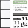 BARNSMITH 30in x 84in Frosted Glass Barn Door with 5FT Top Mounted Hardware kit Include Soft Close Mechanism Black Carbon Steel Tempered Frosted Glass Sliding Door,Assemble Required Easy Installation