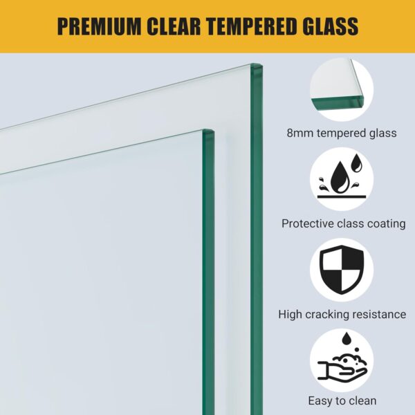 Shower Glass Door with Waterroof Seal Strip, Adjustable (56-60" W x 75 "H) Frameless Sliding Shower Door with Easy-Clean Coating SGCC Tempered Glass 5/16" (8mm), Stainless Steel Hardware, Black