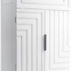 Storage Cabinet Bathroom Floor Cabinets with Drawer Freestanding Kitchen Cabinet Fluted Coffee Bar Cabinet for Living Room, Entryway, Garage Accent Storage Organization - 23.6x11.8x35.4- White